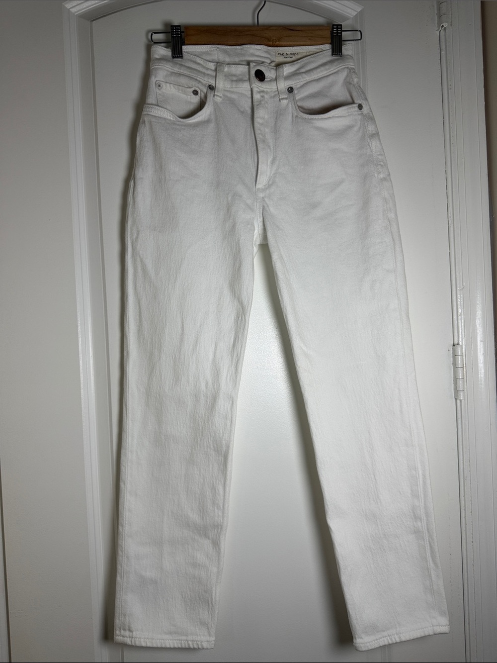 rag & bone White Straight-Leg Jeans